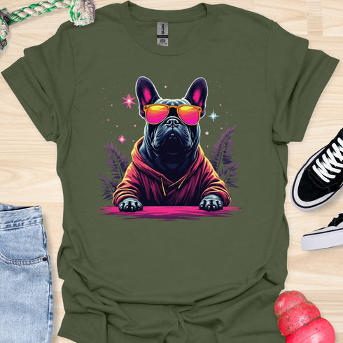 Retro Frenchie with Sunglasses - V3 - Retro Three T-Shirt